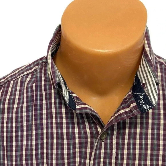 Wrangler George Strait Cowboy Cut Collection Plaid Button-up Purple Med See Note - Picture 6 of 10